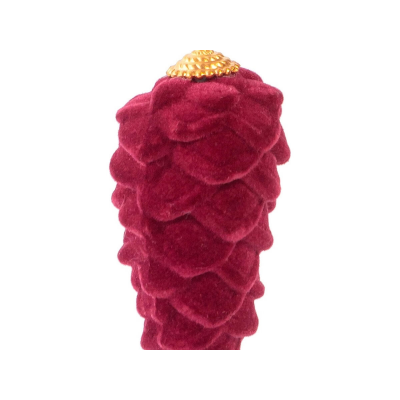 Игрушка елочная 9см MAGIC TIME Бархат/Шишка пластик красный 94399