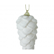 Игрушка елочная 9см MAGIC TIME Бархат/Шишка пластик белый 94398