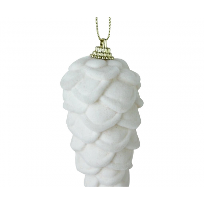 Игрушка елочная 9см MAGIC TIME Бархат/Шишка пластик белый 94398