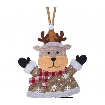 Игрушка елочная 11см MAGIC TIME Олень текстиль бежевый 95292
