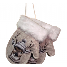 Игрушка елочная 14см MAGIC TIME Рукавички текстиль бежевый 95266