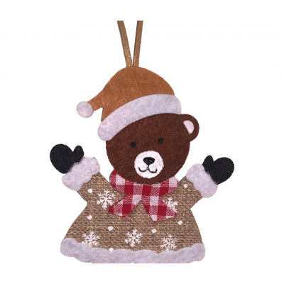 Игрушка елочная 11см MAGIC TIME Миша текстиль бежевый 95293