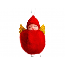 Игрушка елочная 15см MAGIC TIME Ангел текстиль красный 93966