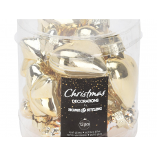 Набор украшений елочных подвесных 4см KOOPMAN ARB101000 стекло золотой 9шт/уп