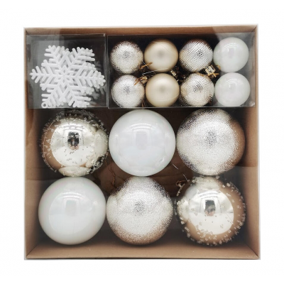 Набор украшений елочных 4/7/8см MAGIC TIME 95131 пластик белый 30шт/уп