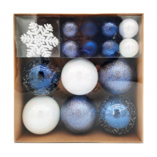Набор украшений елочных 4/7/8см MAGIC TIME 95129 пластик белый/синий 30шт/уп