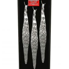 Набор украшений елочных 14см MAGIC TIME Сосульки 92629 стекло серебряный 3шт/уп