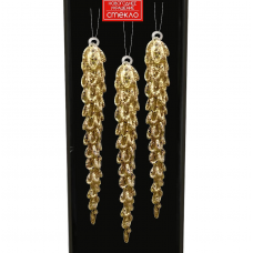 Набор украшений елочных 18см MAGIC TIME Сосульки 92632 стекло золотой 3шт/уп