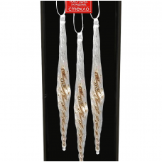 Набор украшений елочных 14см MAGIC TIME Сосульки 92627 стекло бел/золотой 3шт/уп