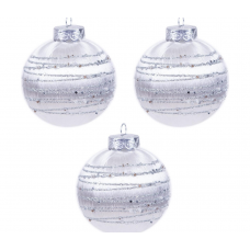 Набор шаров елочных MAGIC TIME (8см) пластик/текстиль серебро 93304 3шт/уп