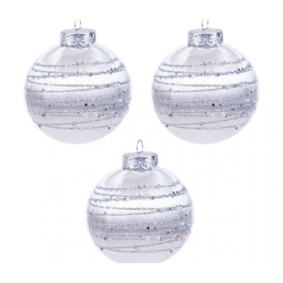 Набор шаров елочных MAGIC TIME (8см) пластик/текстиль серебро 93304 3шт/уп