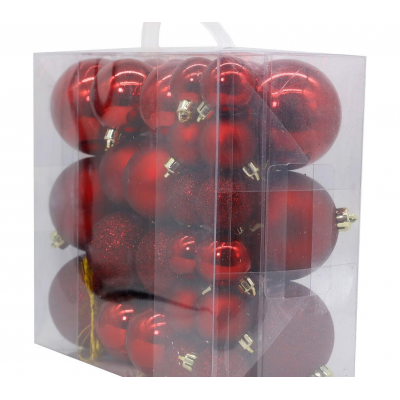 Набор шаров елочных MAGIC TIME (8см/6см/4см) пластик красный 91362