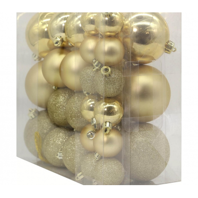 Набор шаров елочных MAGIC TIME (8см/6см/4см) пластик золото 91366 46шт/уп