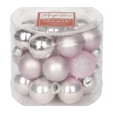 Набор шаров елочных MAGIC TIME (2,5см) стекло розовый/серебро 92659 24шт/уп