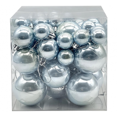 Набор шаров елочных MAGIC TIME (6см/5см/4см/3см) пластик голубой 91411 59шт/уп
