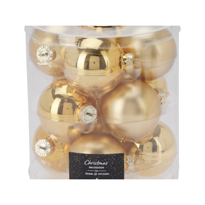 Набор шаров елочных 6см KOOPMAN ARB103500 стекло золотой 12шт/уп