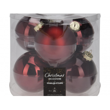Набор шаров елочных 8см KOOPMAN ARB104610 стекло бордовый 6шт/уп