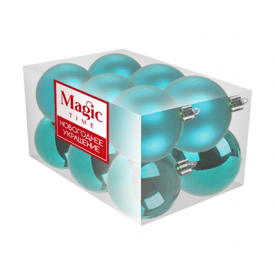 Шар елочный пласт. 3см MAGIC TIME 90790 голубой микс 12шт/уп