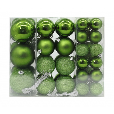 Набор шаров елочных MAGIC TIME 91364 пласт. 4-8см зел.микс 46шт/уп