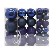 Набор шаров елочных MAGIC TIME 91365 пласт. 4-8см синий микс 46шт/уп