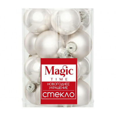 Набор шаров елочных 3см MAGIC TIME 95410 стекло серебряный 20шт/уп