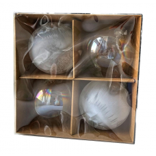 Набор шаров елочных 8см MAGIC TIME 95666 стекло серебряный 4шт/уп