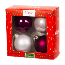 Набор шаров елочных 6см MAGIC TIME 90657 стекло розовый/бордовый 4шт/уп