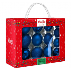 Набор шаров елочных 5/6/7см MAGIC TIME 90750 стекло синий 26шт/уп
