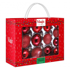 Набор шаров елочных 5/6/7см MAGIC TIME 90748 стекло красный 26шт/уп