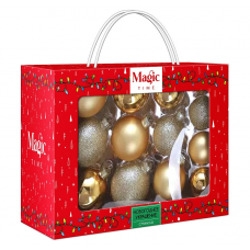 Набор шаров елочных 5/6/7см MAGIC TIME 90747 стекло золотой 26шт/уп