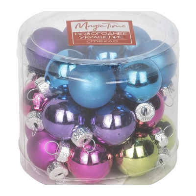 Шар елочный стекл. 2,5см MAGIC TIME 89656 Цветной микс 24шт/уп