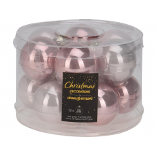 Набор шаров елочных 5см KOOPMAN ARB103040 стекло розовый 12шт/уп