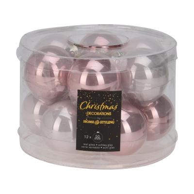 Набор шаров елочных 5см KOOPMAN ARB103040 стекло розовый 12шт/уп
