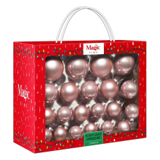 Набор шаров елочных 5/6/7см MAGIC TIME 92681 стекло розовый 26шт/уп