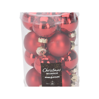 Набор шаров елочных 3,5см KOOPMAN ARB102020 стекло красный 16шт/уп