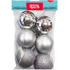 Набор шаров елочных 5см MAGIC TIME 95107 пластик серебряный 6шт/уп
