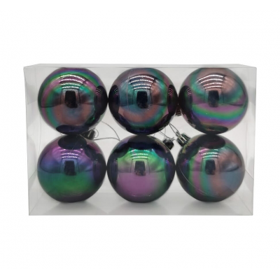 Набор шаров елочных 6см MAGIC TIME 95114 пластик черный металлик 6шт/уп