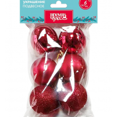 Набор шаров елочных 5см MAGIC TIME 95105 пластик красный 6шт/уп