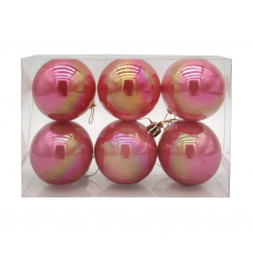 Набор шаров елочных 6см MAGIC TIME 95116 пластик розовый металлик 6шт/уп