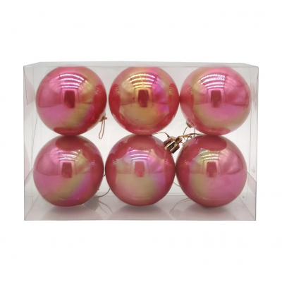Набор шаров елочных 6см MAGIC TIME 95116 пластик розовый металлик 6шт/уп