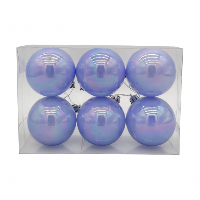 Набор шаров елочных 6см MAGIC TIME 95115 пластик голубой металлик 6шт/уп