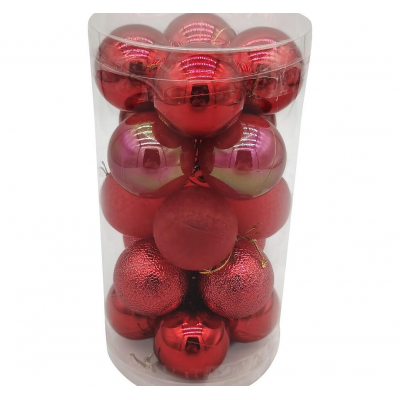 Набор шаров елочных 4см MAGIC TIME 95121 пластик красный 20шт/уп