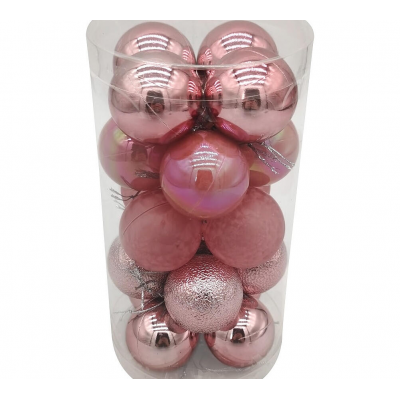 Набор шаров елочных 4см MAGIC TIME 95124 пластик розовый 20шт/уп