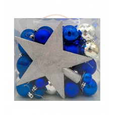 Набор шаров елочных 3/5/6см с верхушкой Звезда MAGIC TIME 92711 синий 50шт/уп