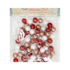 Украшение елочное 170x1,5см MAGIC TIME Бусы пластик красный/белый/золотой 86390