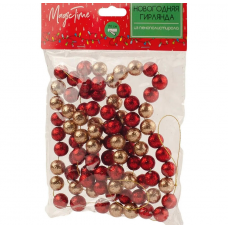 Украшение елочное 170x1,5см MAGIC TIME Бусы пластик красный/золотой 86391
