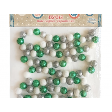 Украшение елочное 170x1,5см MAGIC TIME Бусы пластик зеленый/белый 80187