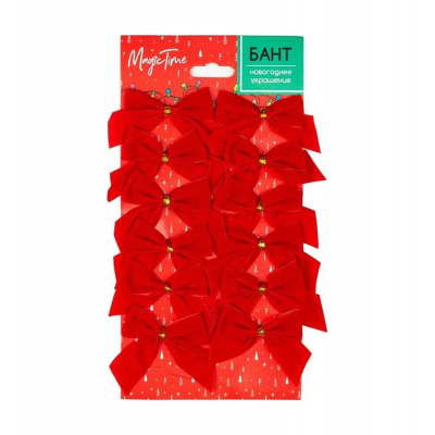 Набор украшений елочных MAGIC TIME БАНТ (5см) полиэстер красный 90834 12шт/уп