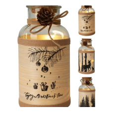 Композиция новогодняя LED 14см Банка бежевый AC6009630 от батареек