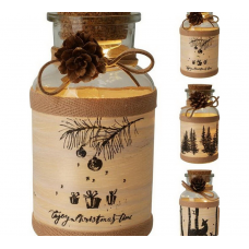 Композиция новогодняя LED 14см Банка бежевый AC6009620 от батареек